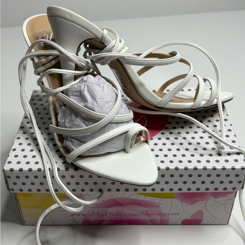 Elegant White Strappy Heels